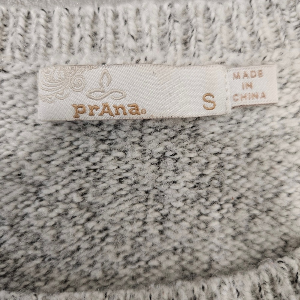 Prana Womens Nolan Gray Cable Knit Long Sleeve Sweater Granola Gorpcore Speckled - Picture 3 of 11